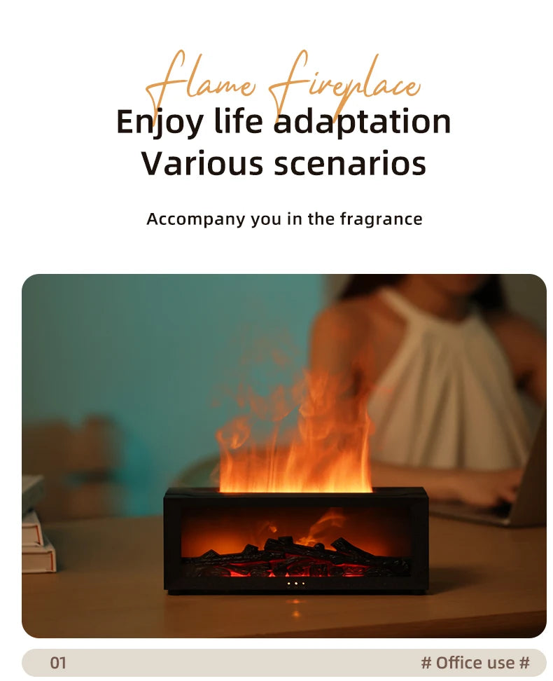 2024 New Creative Fireplace Aroma Diffuser 150ml Colorful Flame Air Humidifier with Remote and Waterless Auto Off for Home Room tableandwalllamps