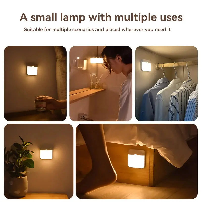 Xiaomi LED Night Light,Human Motion Sensor Lamp USB C Rechargeable Light, Wireless LED Wall Lamp For Stairs Closet Kitchen Bed  tableandwalllamps