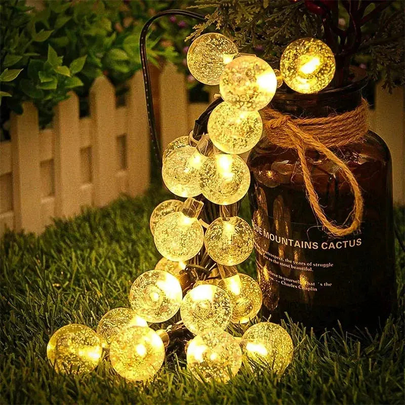 20~200LED Solar Lights Outdoor Globe Fairy String Light Christmas Garland 8 Modes Waterproof Patio Light for Garden Party Decor tableandwalllamps