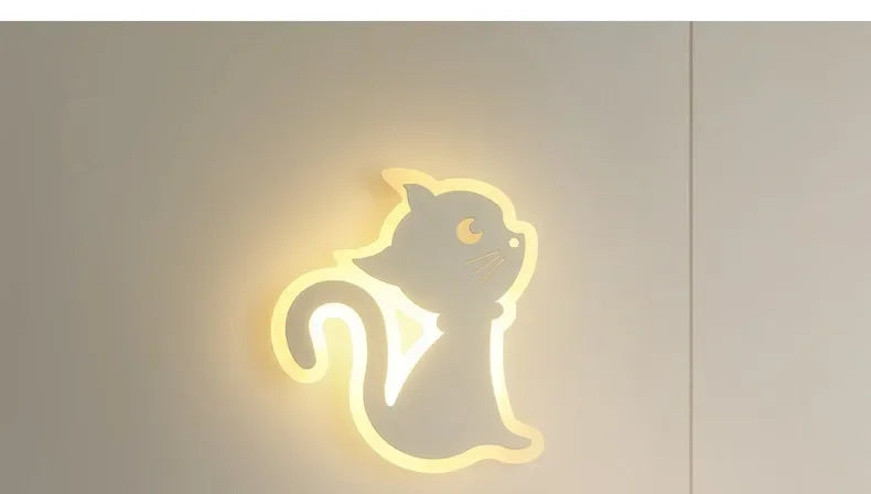 Children's room wall light Northern Europe modern simple creative male and female bedroom minimalist bedside lamp cat wall light tableandwalllamps