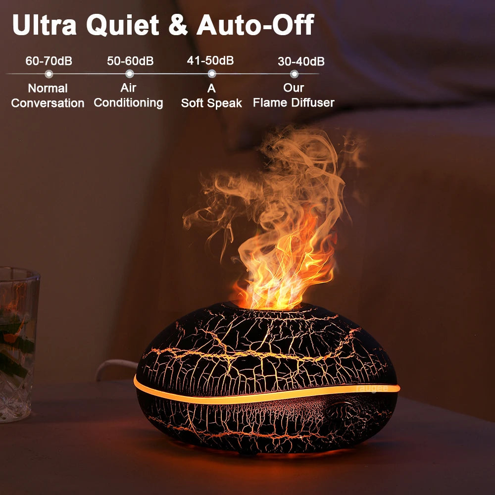 Flame Humidifier Aroma Diffuser Essential Oil Diffuser Fire Humidifier for Home Aromatherapy Fragrance Diffuser with Night Lamp tableandwalllamps