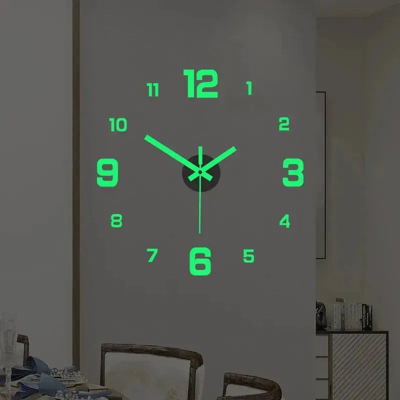 EW Creative Simple Luminous Digital Clock European Style DIY Silent Wall Clock Study Living Room Punch-Free Wall Sticker Clock tableandwalllamps