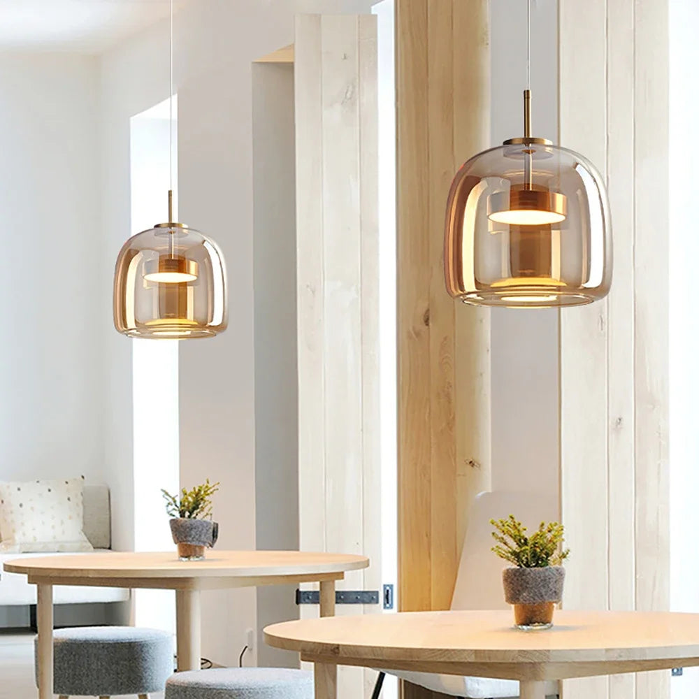 Modern Glass Led Pendant Light Nordic Suspension Dining Room Chandelier For Restaurant Kitchen Bedroom Bedside Hanging Lamp