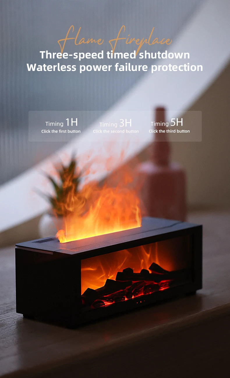 2024 New Creative Fireplace Aroma Diffuser 150ml Colorful Flame Air Humidifier with Remote and Waterless Auto Off for Home Room tableandwalllamps