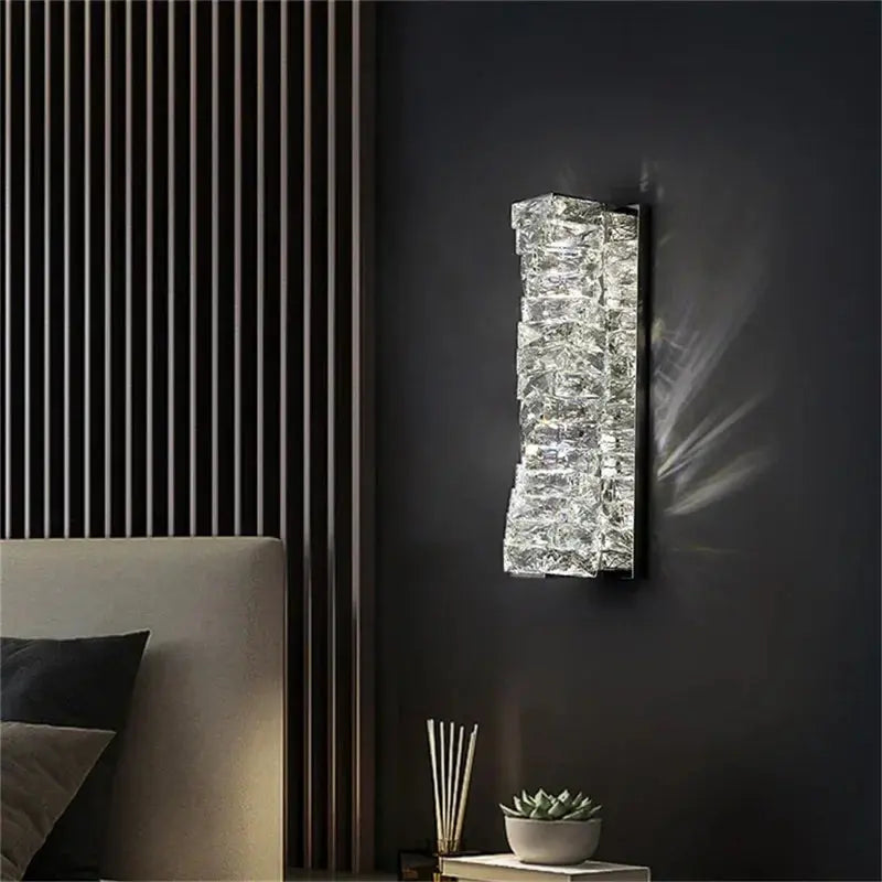 AIGESI Luxury Art Bedroom Crystal LED Bed Wall Lamp High-End Living Room Background Wall Lamp Personality Creative Aisle Light tableandwalllamps