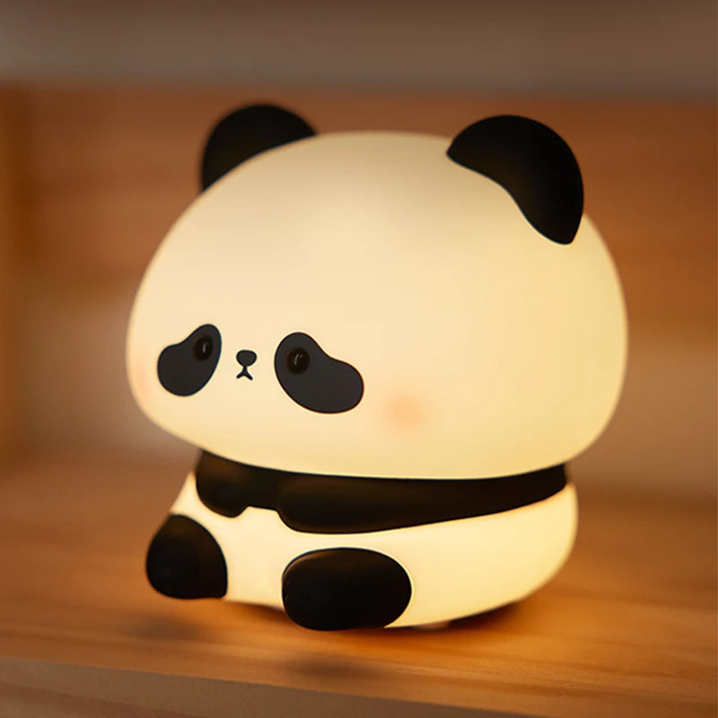 4Styles Panda LED Night Light Cute Silicone Lamp Baby Nursery Touch Sensor Nightlight Rechargeable with 3 Warm Light for Bedroom tableandwalllamps