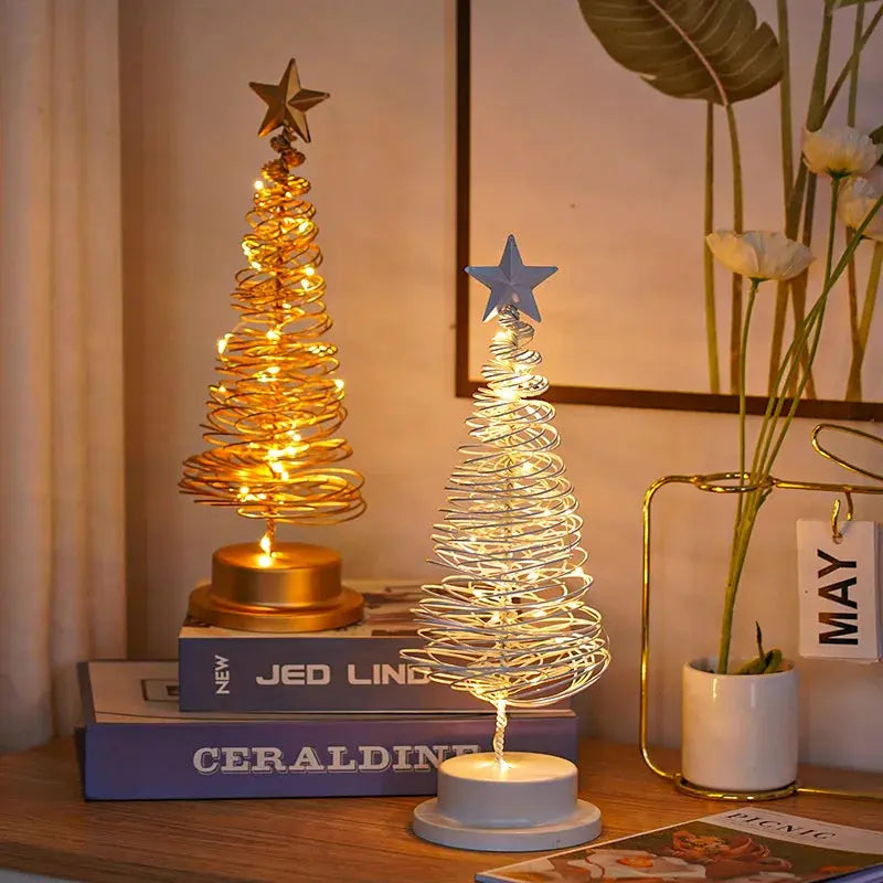 LED Christmas Tree Lights Ornaments Shape Lights Holiday Atmosphere Star Lights Room Bedroom Decorative Lights Small Table Lamp tableandwalllamps