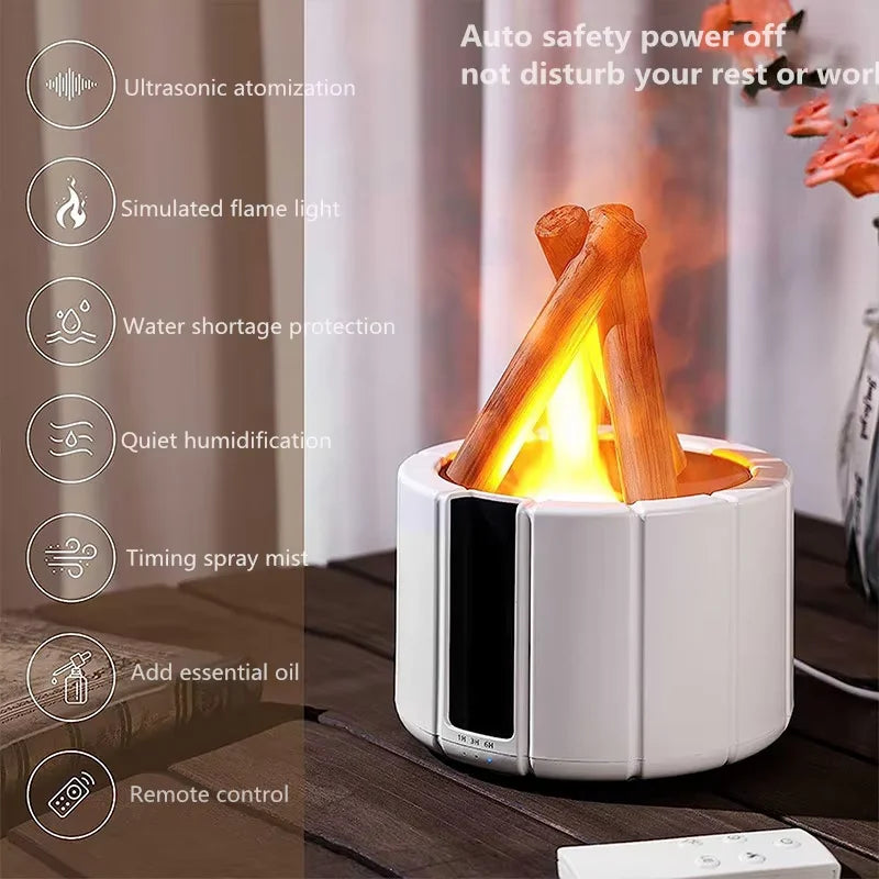 Flame humidifier SPA office essential oil diffuser silent living room large room home campfire aromatherapy machine tableandwalllamps