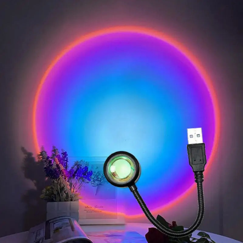 USB Sunset LED Light, Neon Rainbow Lamp for Photography, Wall Atmosphere Lighting - Mobile Phone, Bedroom Decoration tableandwalllamps