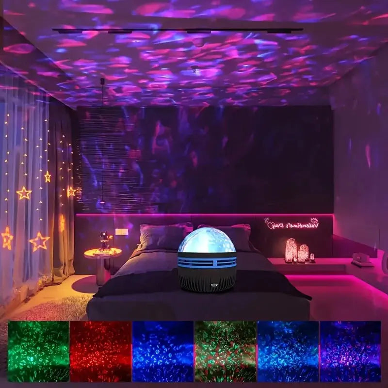 LED Starry Galaxy Projector Light RGB Smart Remote Control Star Aurora Lamp KTV USB Powered Auto Rotating for Home Bedroom Decor tableandwalllamps