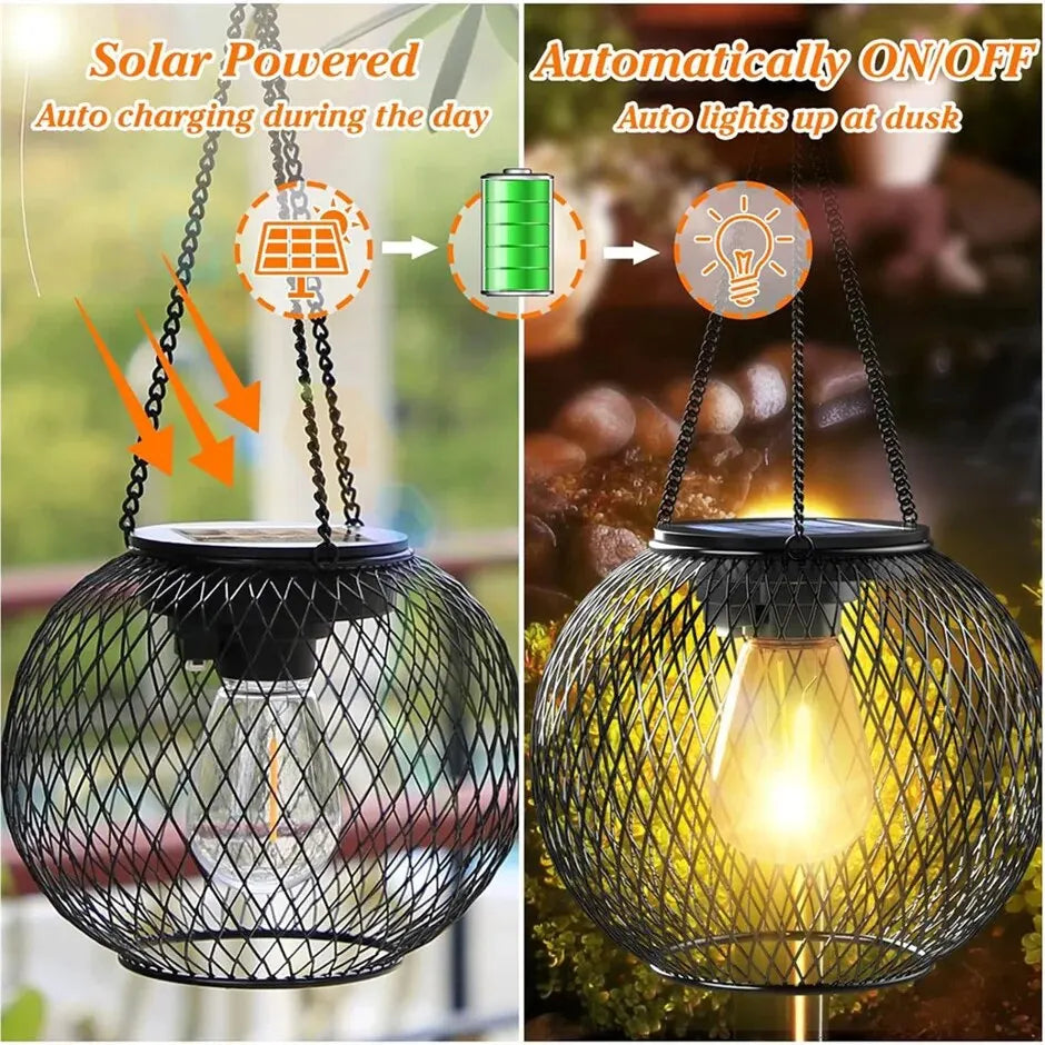 Solar Lantern Outdoor, Ortiny Upgraded Solar Lights for Outside Decorative Outdoor Hanging Lights Waterproof Solar Lanterns tableandwalllamps