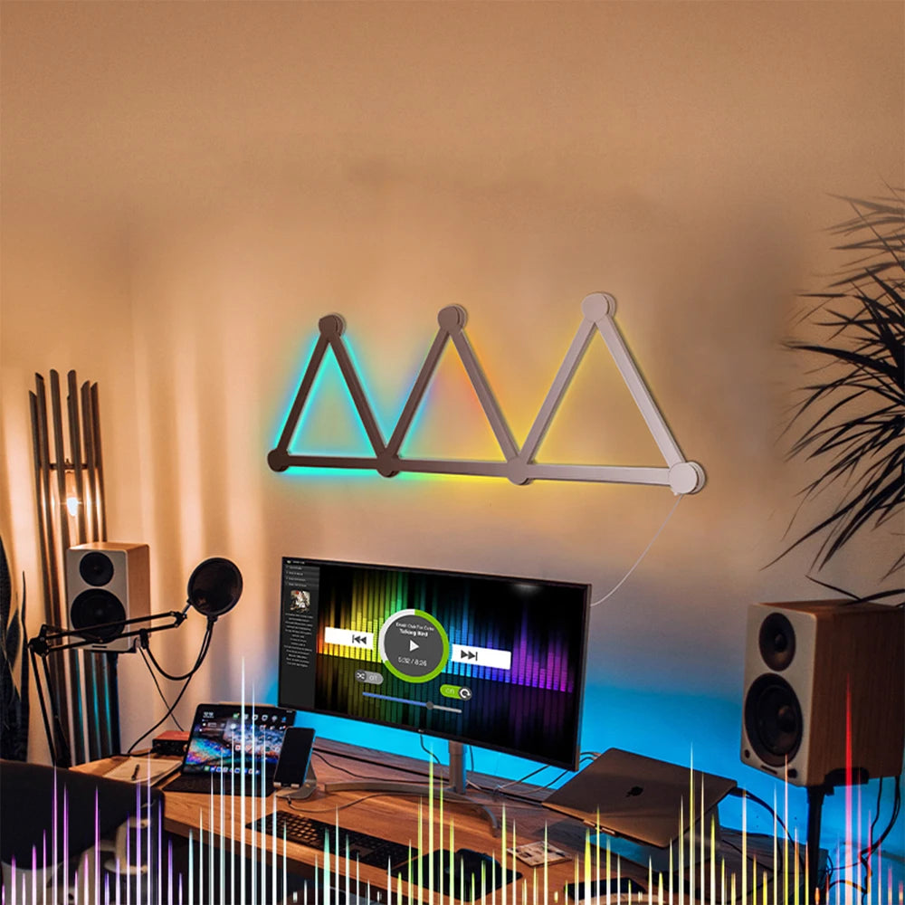 RGB LED Wall Lamp Smart WIFI APP DIY Free Splicing Atmosphere Night Light Music Rhythm TV Backlight Bedroom Game Decor Wall Lamp tableandwalllamps