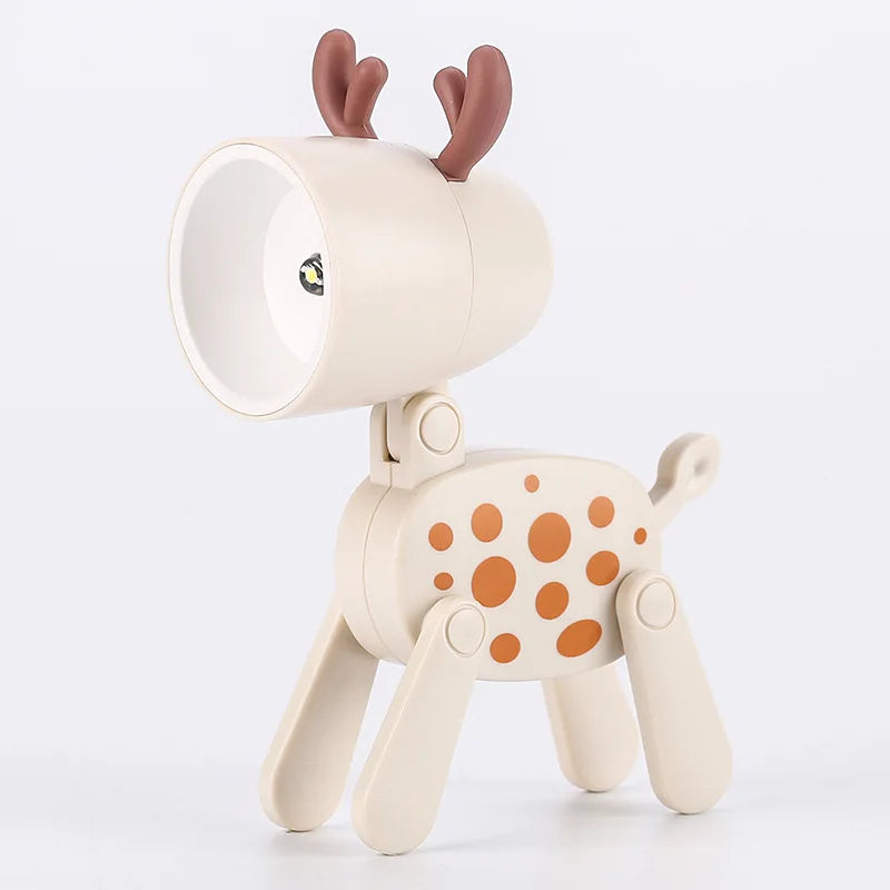 LED Night Light Mini Cute Pet Light Kawaii Gift Cartoon Dog Deer Folding Table Lamp Kids Room Bedside Bedroom Living Room Decor tableandwalllamps