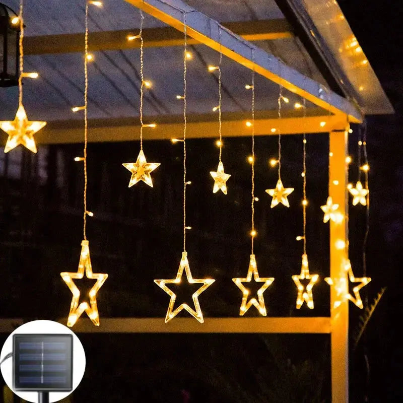 Christmas Lights Solar Moon Star LED String Lights Decoration for Home outdoor Wedding Led Curtain Lamp Holiday Decor tableandwalllamps