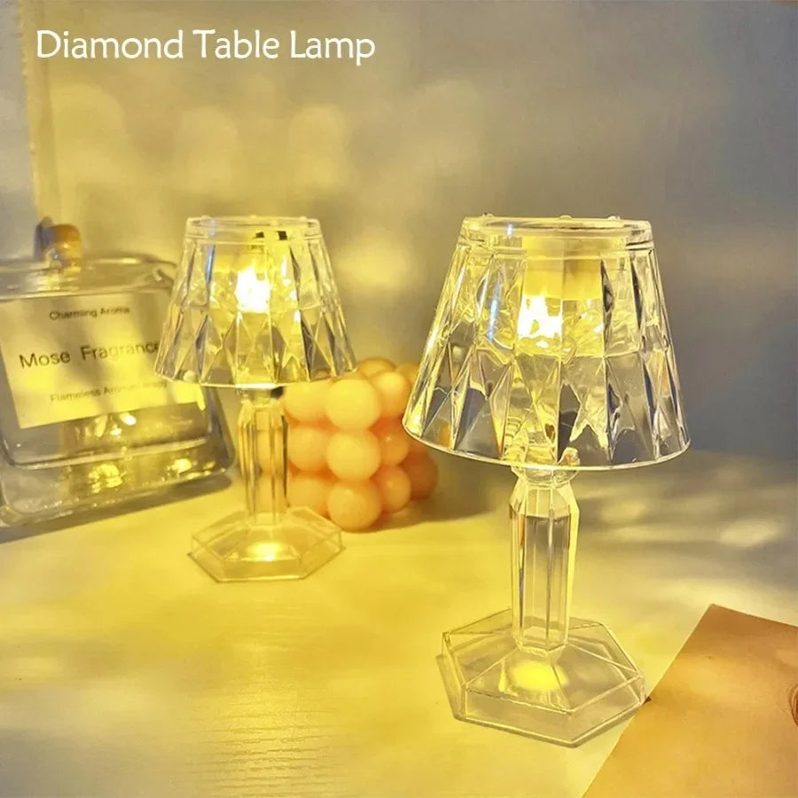 Led Diamond Table Lamp Rechargeable Night Lights Crystal Projection Desk Lamps Home Acrylic Xmas Decor Lighting Fixtures Gift tableandwalllamps