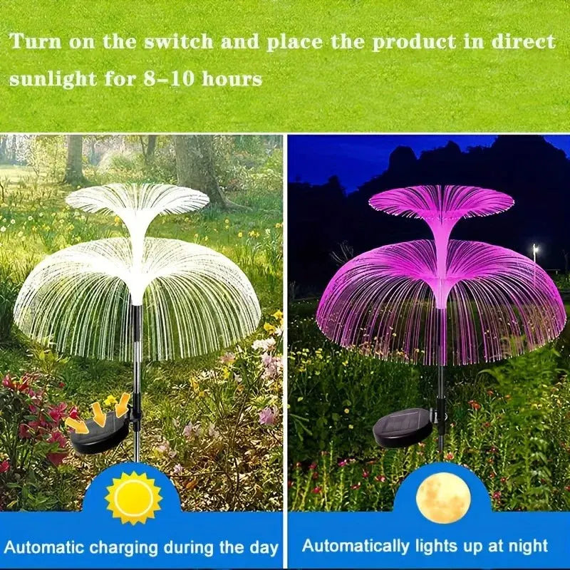 1PC Outdoor Solar Garden Lights 7 Colors Variable Solar Stake Jellyfish Reed Lights Solar Outdoor Color Changing Lights tableandwalllamps