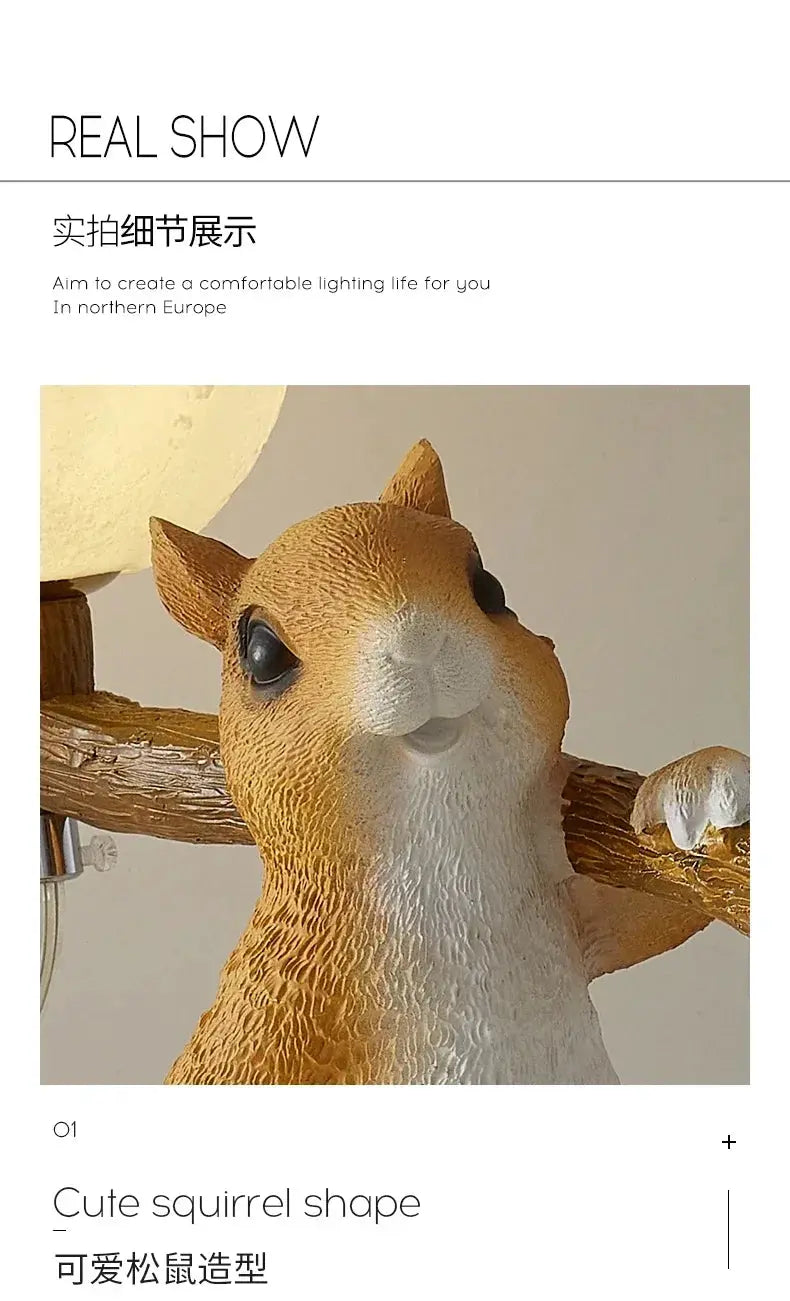 Bedside Lamp Table Lamp Children Desk Lamps Nordic Modern Creative for Living Room Bedroom Cute Decoration Squirrel Cartoon LED tableandwalllamps