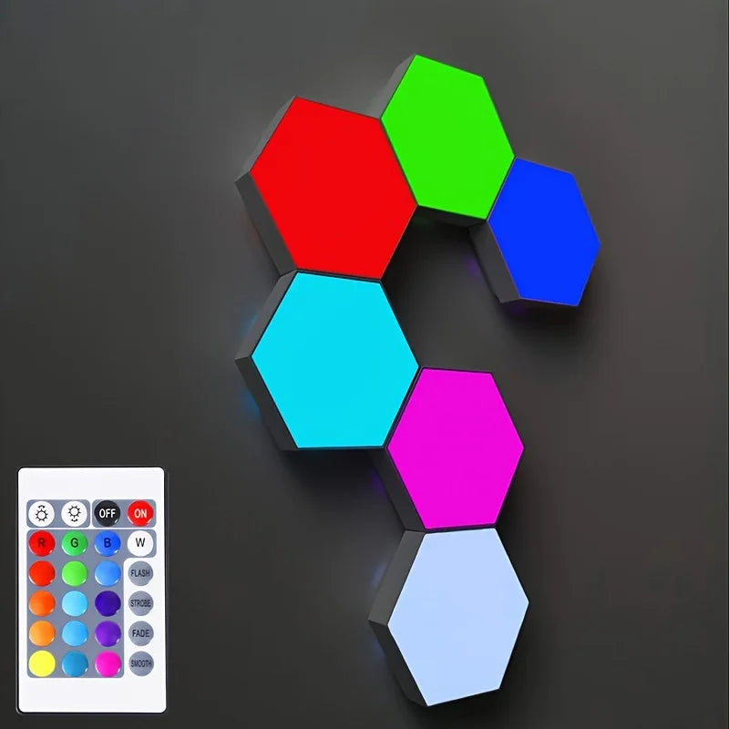 Touch Sensitive Night RGB Lighting, Geometric Module DIY Assembly Night Light, RGB Hexagonal Wall Light, Tactile Night Light tableandwalllamps