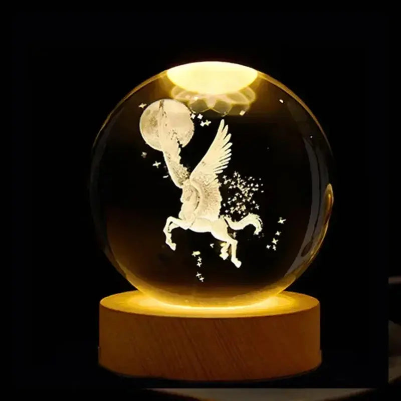 3D Crystal Lights Lamp Glowing Planetary Galaxy Night Light Crystal Ball Night Lights Bedside Light Home Decor Christmas Gift tableandwalllamps