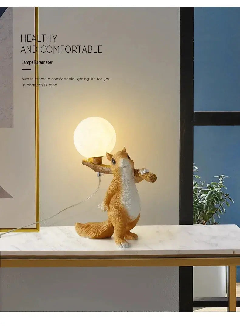 Bedside Lamp Table Lamp Children Desk Lamps Nordic Modern Creative for Living Room Bedroom Cute Decoration Squirrel Cartoon LED tableandwalllamps