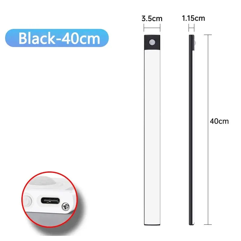 LED Cabinet Light USB Type-C Rechargeable Motion Sensor Led Lamp for Kitchen Wardrobe Cabinet Lighting 20cm/30cm/40cm/50cm/60cm tableandwalllamps