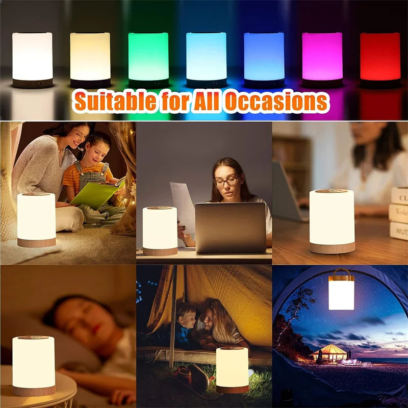 Smart LED Night Light,Portable Touch Control Table Lamp,USB Rechargeable RGB Changing room decor for Kids Bedroom Camping tableandwalllamps