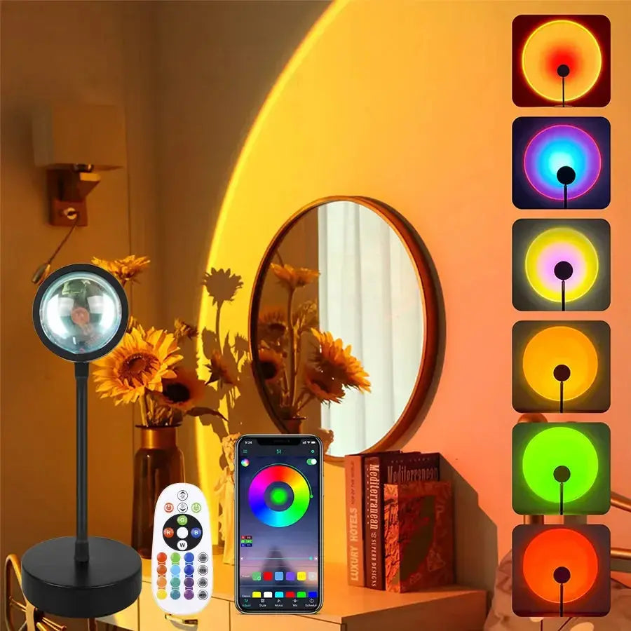 Tuya Smart Projector Night Lights Sunset RGB Atmosphere Night Lamp With Remote Controller For Gift Home Party Decoration tableandwalllamps