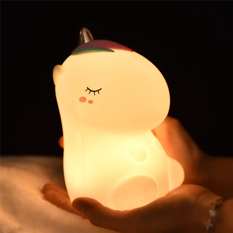 Silicone Unicorn LED Night Light Colorful USB Rechargeable Lamp Kids Bedside for Children Room Decor Dropshipping tableandwalllamps