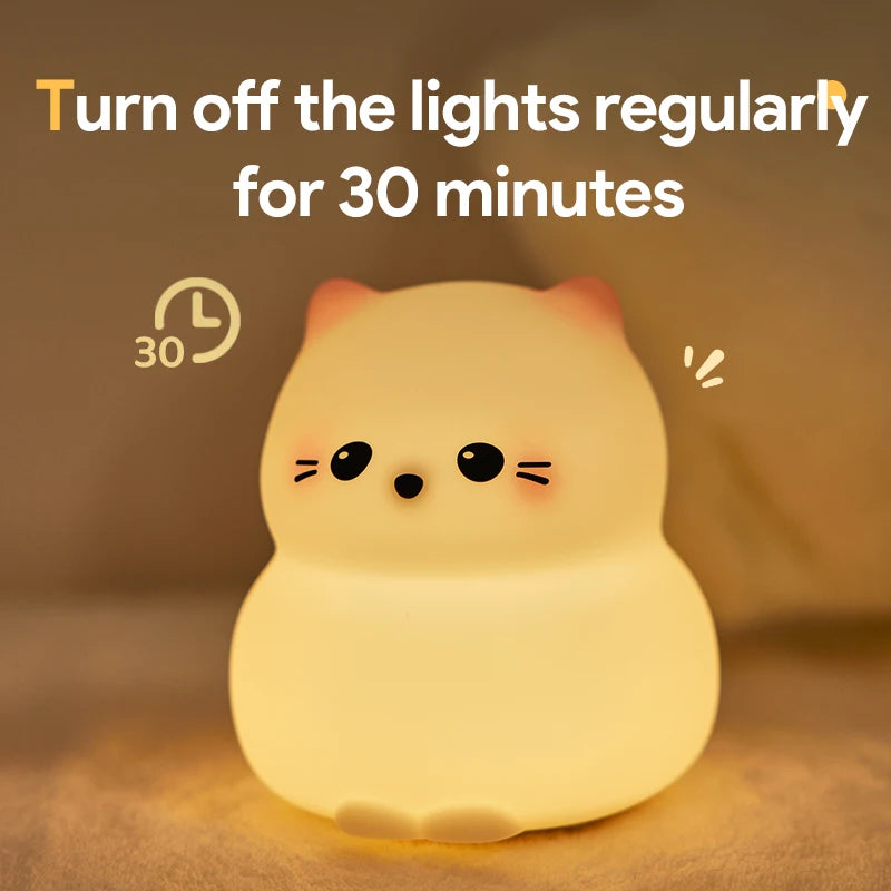 Cute Kitty Led Night Light Rechargeable Silicone Cat Table Lamp for Toddler Kids Room Bedroom Baby Nursery Lamp Birthday Gifts tableandwalllamps