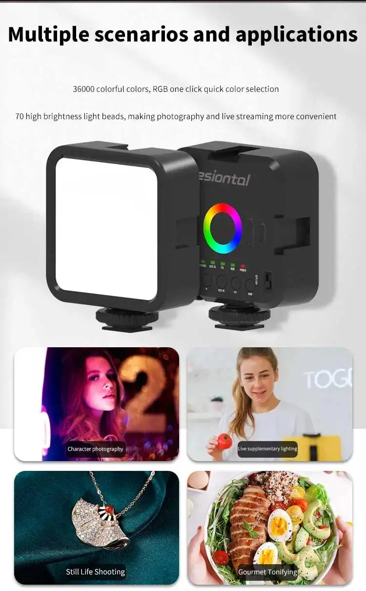 Mini RGB Hot Boot Fill Light Live Photography LED Portable Atmosphere Beauty Mobile Camera Pocket Adjustable tableandwalllamps