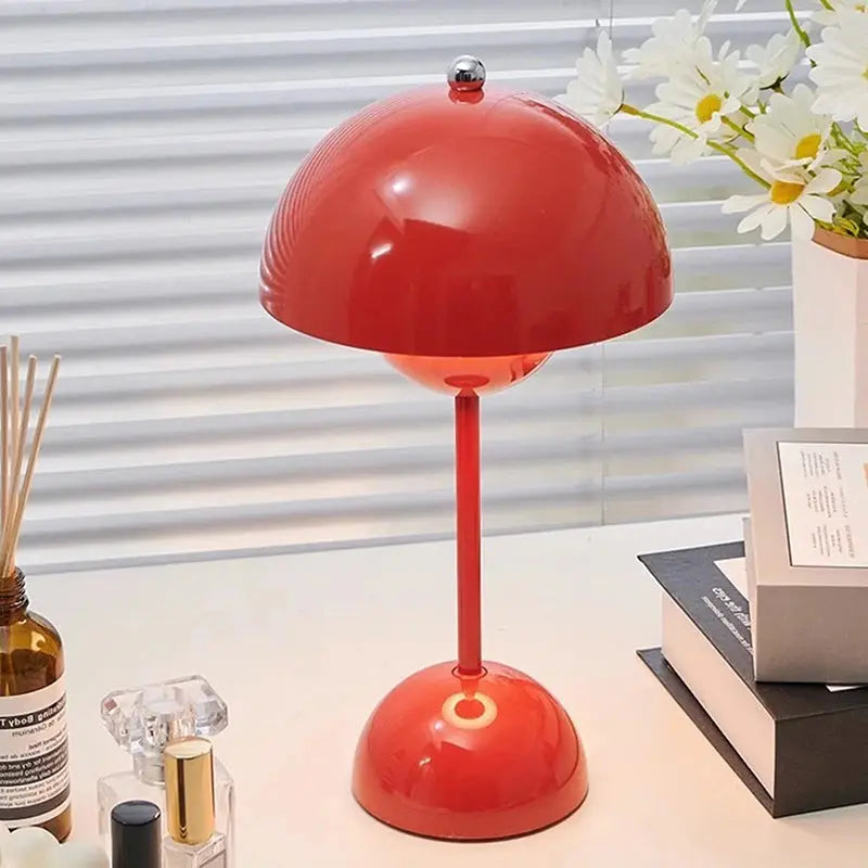 Mushroom Rechargeable LED Touch Lamp Small Table Portable USB C Type Charging Flower Bud Night Light Mood Desk Lamp Decor tableandwalllamps