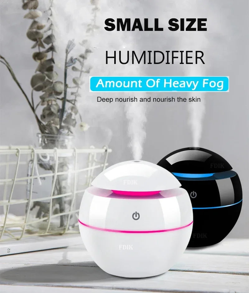 200ml USB Aroma Essential Oil Diffuser Ultrasonic Mini Humidifier Air Purifier 7 Color Change LED Night Light for Office Home tableandwalllamps