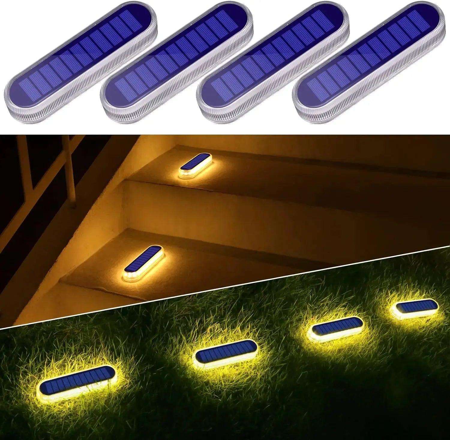 Solar Deck Lights 4 Pack Outdoor Step Lights Waterproof IP68 Led Solar Garden Lights for Railing Stairs Fence Yard Patio Pathway tableandwalllamps