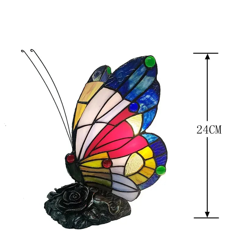 New American Butterfly Night Table Lamp Tiffany Style Bedroom Bedside Feeding Bar Ambiance Stained Glass Lamp Decoration tableandwalllamps