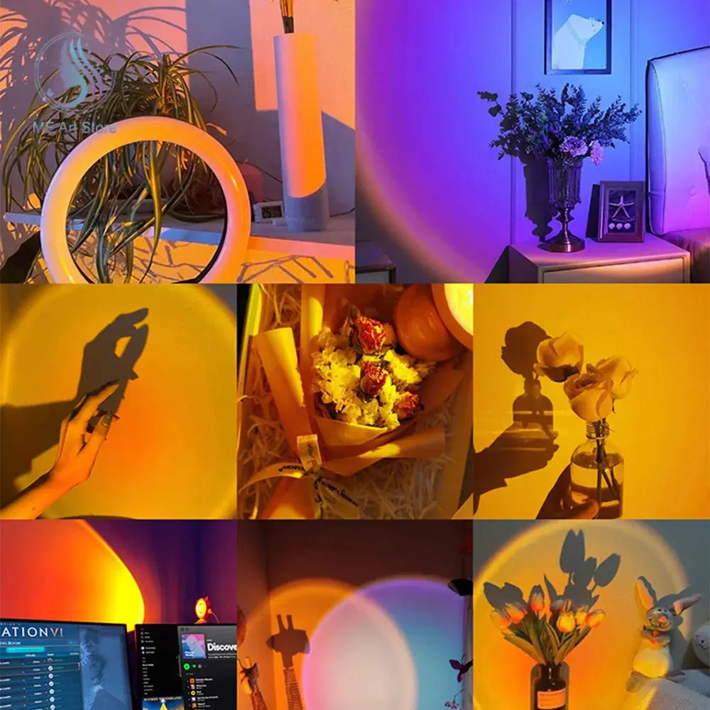 1pc-The new sunset light comes with earbuds and remote control in 16 colors Customized version tableandwalllamps