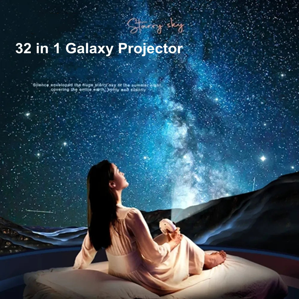 New 32 in 1  Planetarium Projector Starry Sky Night Light with Bluetooth Music Star Projector LED Lamp for  Bedroom Decor tableandwalllamps