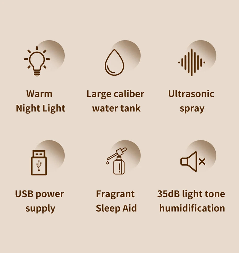 Flame Humidifier Aroma Diffuser Essential Oil Diffuser Fire Humidifier for Home Aromatherapy Fragrance Diffuser with Night Lamp tableandwalllamps