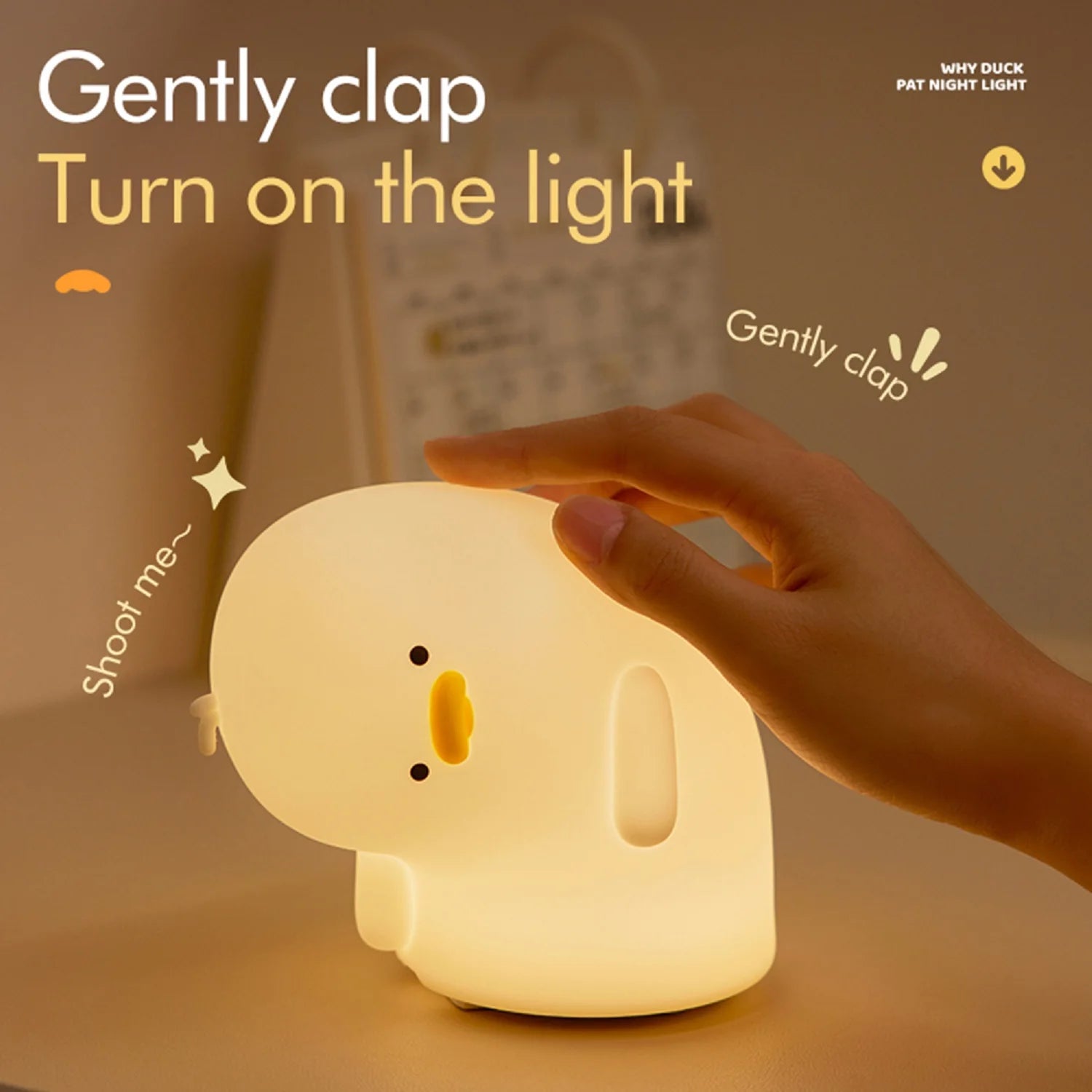 Funny Duck Rechargeable LED Night Light Silicone Lamp Bedside Cartoon Cute Children Nightlights for Home Room Decor Birthday Gif tableandwalllamps