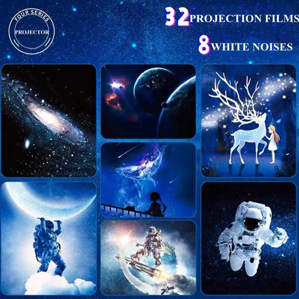 New 32 in 1  Planetarium Projector Starry Sky Night Light with Bluetooth Music Star Projector LED Lamp for  Bedroom Decor tableandwalllamps