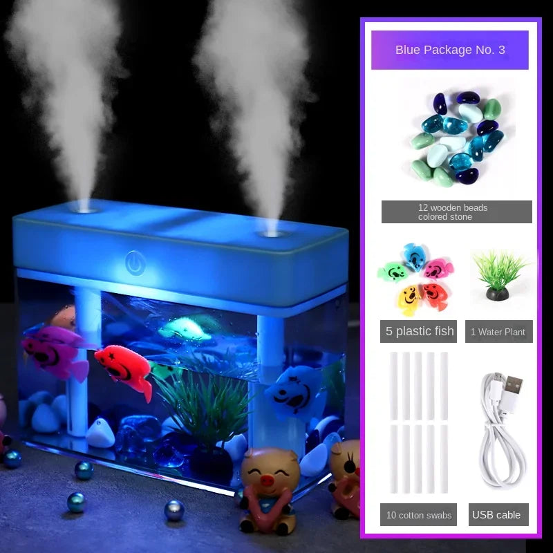 USB Humidifier Dual Nozzle Essential Oil Diffuser Large Mist Volume Silent Ultrasonic Air Purifier Desktop Aromatherapy Machine tableandwalllamps