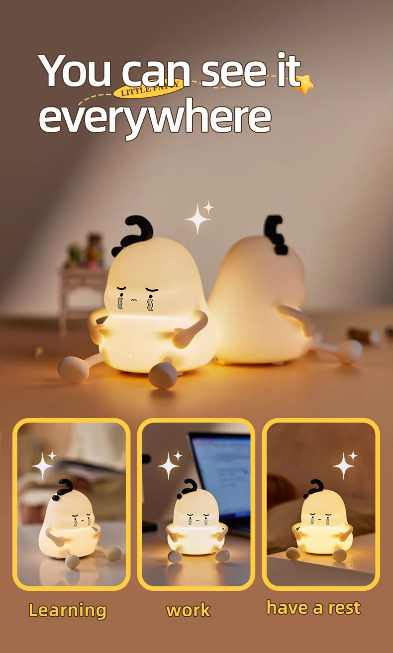 Cute Silicone Lamp Usb Rechargable Night Light 3 Modes Nightlight for Bedroom Home Decor Kids Birthday Giftr tableandwalllamps