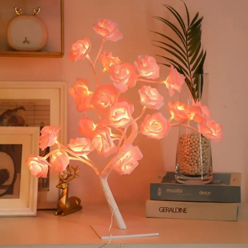 24 LED Rose Lamp, Rose Light Tree Table Top Decorations for Wedding Mother's Day Valentine’s Day Decorations, Gift for Girls Mom tableandwalllamps