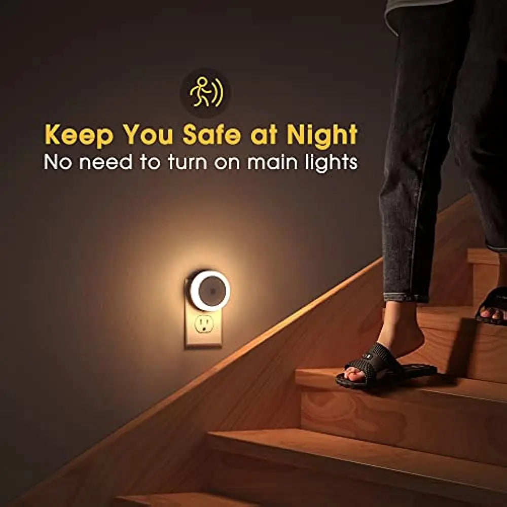 2023 New LED Night Lamp EU US  UK Plug Smart Light Control Round Energy-Saving Bedside Wall Lights for Home Hallway Pathway tableandwalllamps