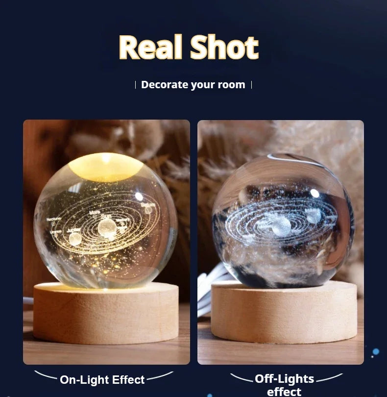 Christmas NEW LED Night Light Milky Way Galaxy Solar System Crystal Ball Children  Lamp Bedroom Ambient Light Creative Gift tableandwalllamps