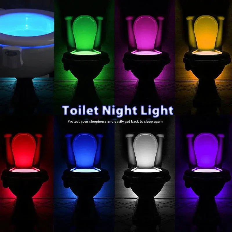 Toilet Night Light PIR Motion Sensor Toilet Lights LED Washroom Night Lamp 8/16Colors Toilet Bowl Lighting For Bathroom Washroom tableandwalllamps