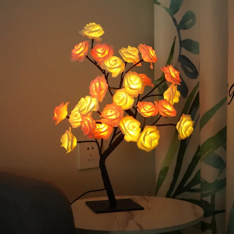 24 LED Rose Lamp, Rose Light Tree Table Top Decorations for Wedding Mother's Day Valentine’s Day Decorations, Gift for Girls Mom tableandwalllamps