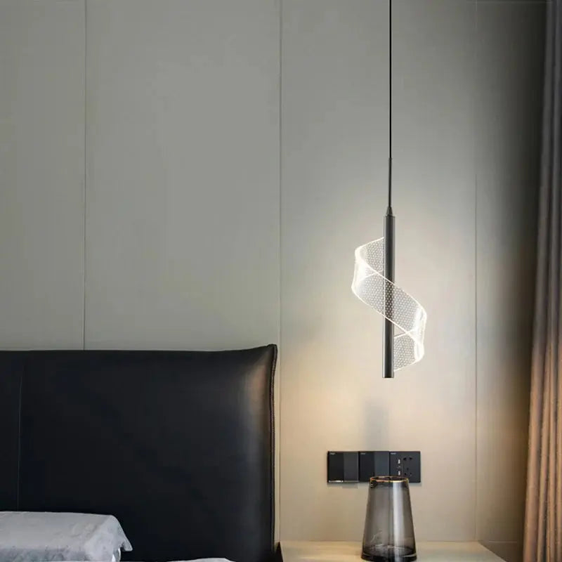 Nordic Spiral LED Pendant Lights Bedside Hanging Lamp Indoor Lighting Bedroom Living Room Home Decoration Modern Acrylic Light tableandwalllamps