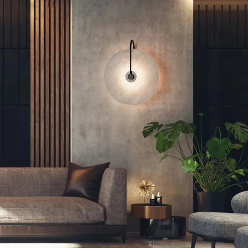 Bedroom bedside study decorative Circle Wall Light Indoor Corridor Living Room Hotel Background Modern Art stone led Wall Lamp tableandwalllamps