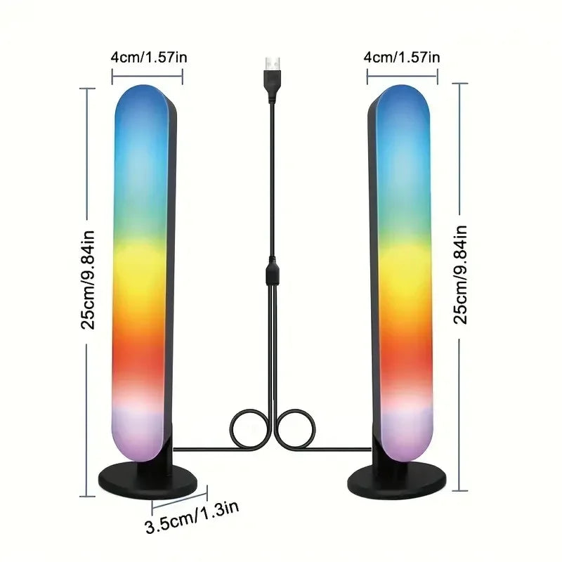 2PCS LED Pickup Light RGB Smart APP Control Symphony Lamp Bar Music Rhythm TV Ambient Light Gaming Room Table Night Light tableandwalllamps