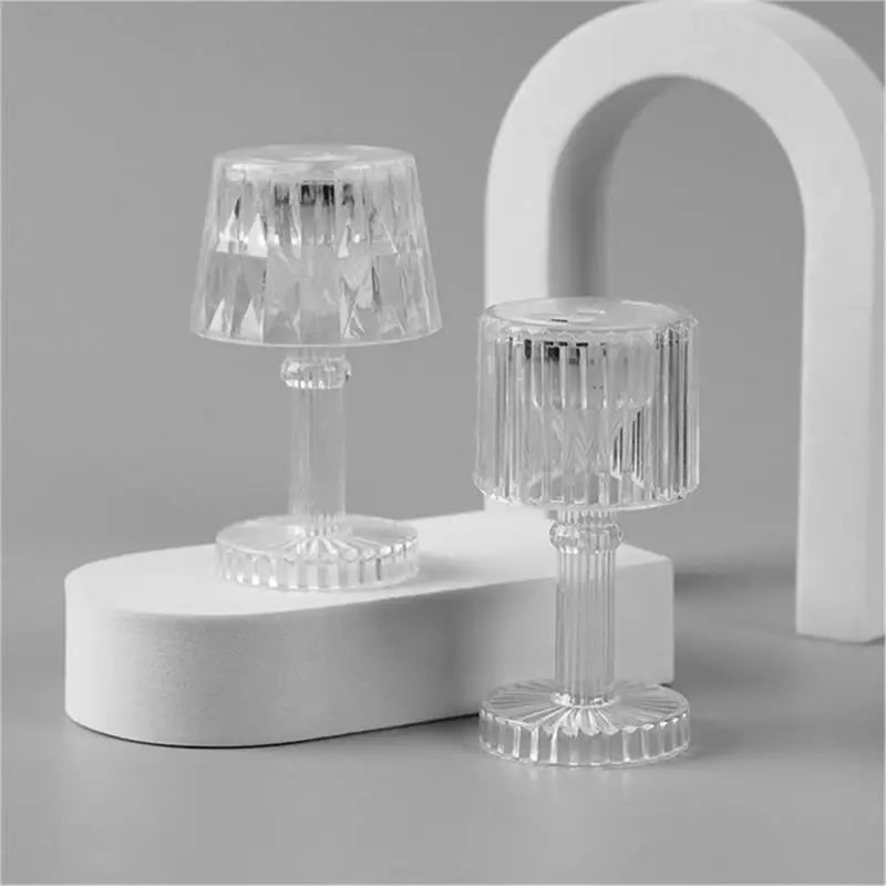 Clear Crystal Night Lights Mini Projetor Acrylic Diamond Table Lamp LED Transparent Desk Lamp Bedroom Decorations Children Gifts tableandwalllamps